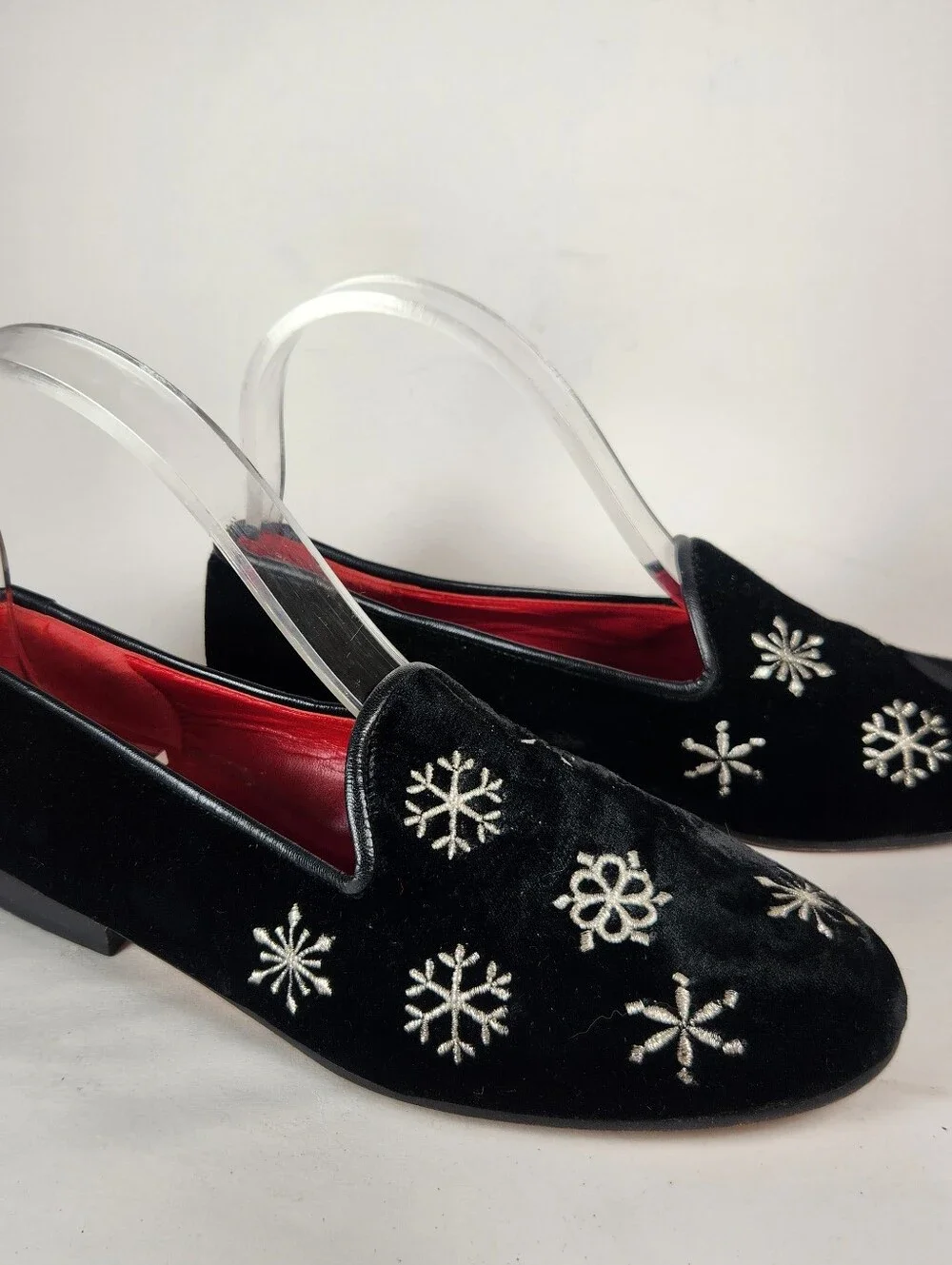 MICHAEL SIMON Women's Holiday Loafer  7.5 Clack Velvet Snowflake Embroidered VTG